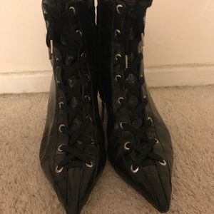 Zara pointy lace up black boot